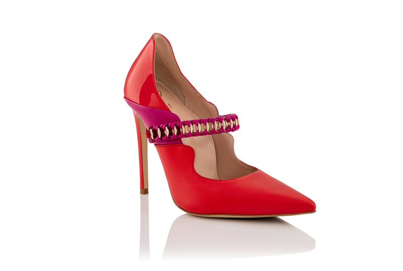 gender neutral Red Leather Pump