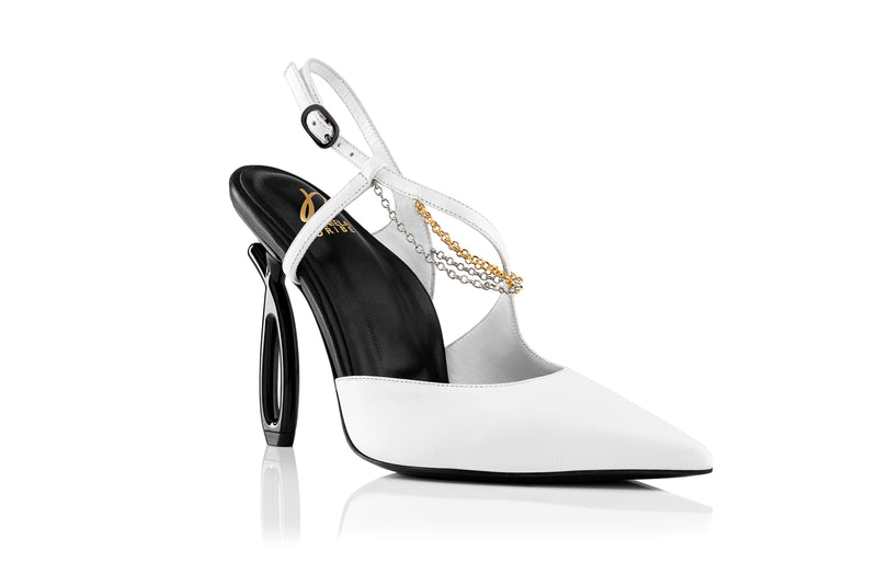 White leather heel, white bridal heel